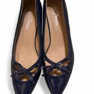 Forever 21 Glossy Navy Flats with Bow